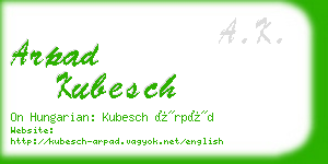 arpad kubesch business card